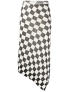 Mm6 Maison Margiela Checkerboard-pattern Asymmetric Skirt In White