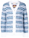 Marni Men's Striped Mohair Cardigan Sweater In Blue