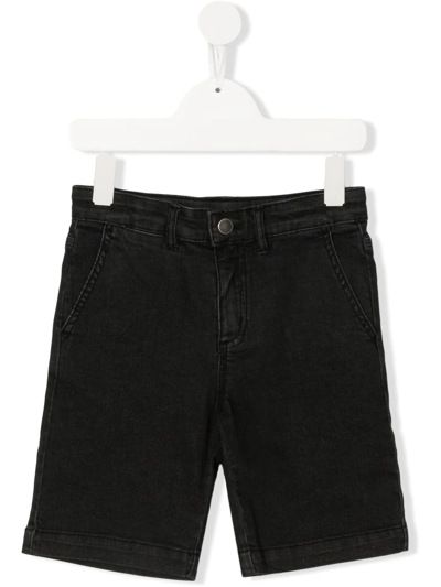 Stella Mccartney Kids' 直筒牛仔短裤 In Black