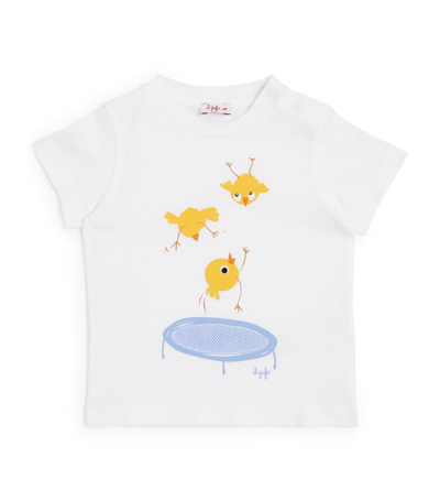 Il Gufo Babies' Chicks Trampoline T-shirt (6-36 Months) In Bianco