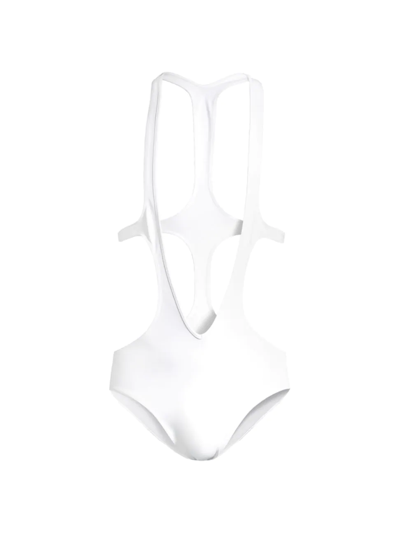 Rick Owens White Recycled Nylon One-piece Swimsuit In Chalk White