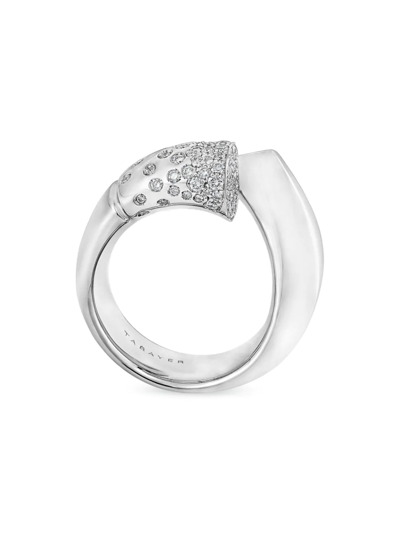 Tabayer 18k Fairmined White Gold Large Oera Ring With Diamonds In Silver