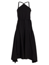 Proenza Schouler Poplin Halterneck Midi Dress In Black