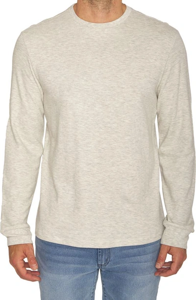 Slate And Stone Long Sleeve Crew Neck Top In Light Grey Melange