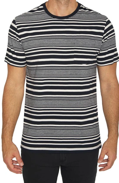 Slate And Stone Striped Pocket T-shirt In Navy Block Stripe