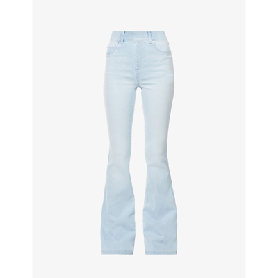 Spanx Flared Mid-rise Stretch Denim Jeans In Retro Light Wash