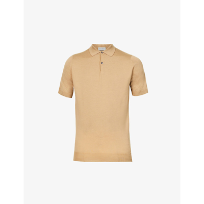 John Smedley Payton Regular-fit Merino-wool Polo Shirt In Light Camel