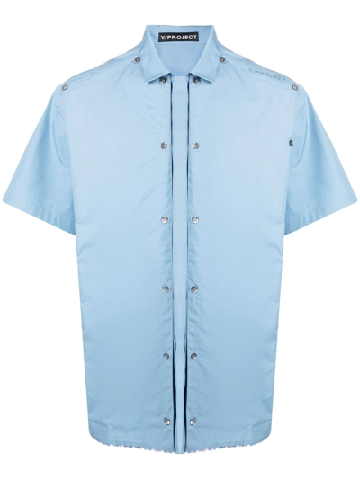 Y/project Detachable-panels Short-sleeved Shirt In Blue