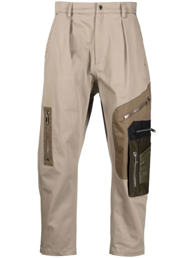Les Hommes Cropped Chino Trousers In Nude
