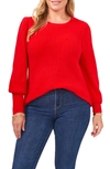 1.state Balloon Sleeve Crewneck Rib Sweater In Bright Cherry