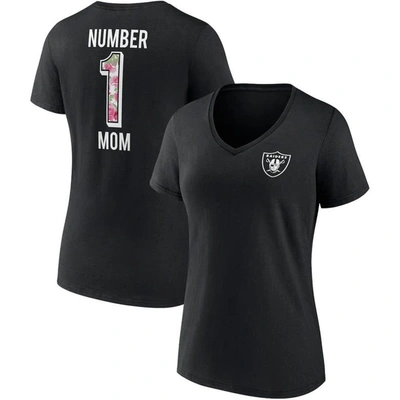 Fanatics Women's  Black Las Vegas Raiders Plus Size Mother's Day #1 Mom V-neck T-shirt