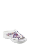 Easy Spirit Women's Traciee Flat Sandals Women's Shoes In White Denim Floral- Textile/faux Leathe