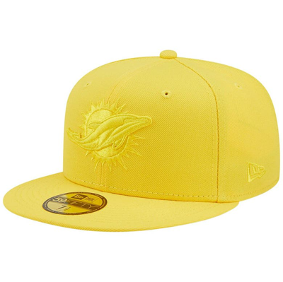 New Era Yellow Miami Dolphins Color Pack Ii 59fifty Fitted Hat In Gold