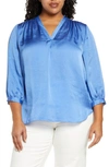 Vince Camuto Rumple Satin Blouse In Blue Jay