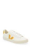 Veja Campo Chromefree Sneaker In White And Ochre Yellow Leather