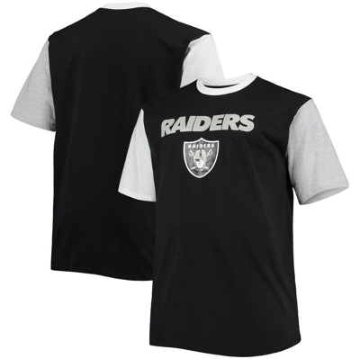 Profile Men's Black, White Las Vegas Raiders Big And Tall Colorblocked T-shirt In Black,white