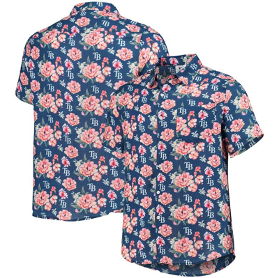 Foco Navy Tampa Bay Rays Floral Linen Button-up Shirt
