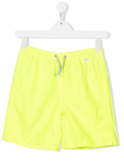 Mc2 Saint Barth Teen Drawstring-fastening Swim Shorts In Yellow