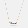 Coach Outlet Signature Script Necklace In Beige