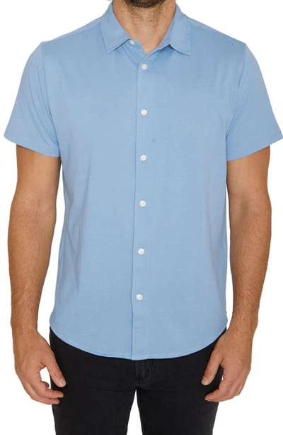 Slate And Stone Knit Short Sleeve Button-up Shirt In Sky Blue