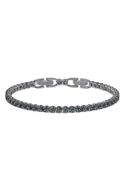 Swarovski Tennis Deluxe Round Cut Ruthenium Plated Bracelet In Dark / Ruthenium