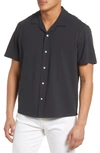 Rag & Bone Avery Short Sleeve Piqué Button-up Camp Shirt In Darkgrey