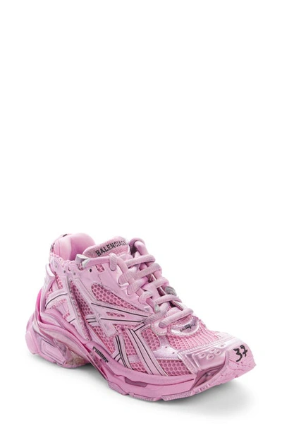 Balenciaga Mesh Tonal Runner Sneakers In Pink