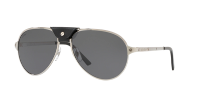 Cartier Men's Ct0034s Metal Aviator Sunglasses In Grey