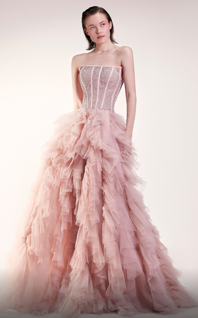 Gaby Charbachy Strapless Blush Ball Gown