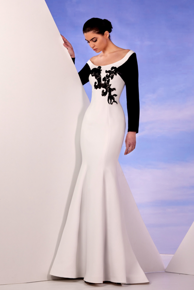 Edward Arsouni Black And White Crepe Gown
