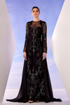 EDWARD ARSOUNI LONG SLEEVE BLACK SILVER LACE GOWN