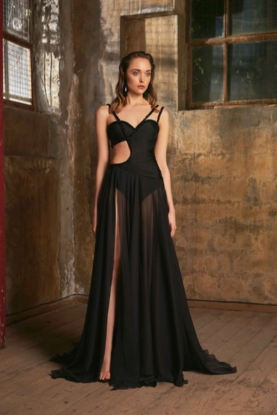 Tony Ward Cutout Mousseline Gown