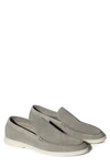 Loro Piana Summer Walk Suede Moc Toe Loafer In Grey Blue