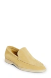 Loro Piana Summer Walk Suede Moc Toe Loafer In Lemon Peel