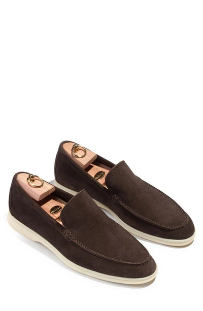 Loro Piana Summer Walk Suede Moccasins In Brown