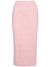 Fendi Logo Jacquard Elastic Waist Midi Skirt In Pink