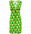 Bottega Veneta Parachute Silk Wavy Triangle Print Dress In Parakeet/kiwi