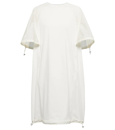 Moncler Drawstring-toggle Shell-sleeved Cotton Dress In White