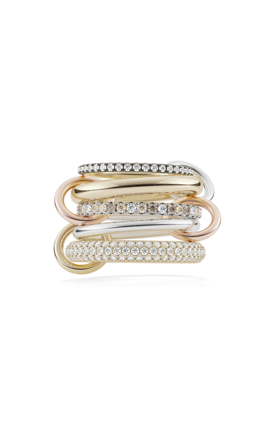 Spinelli Kilcollin Nexus Blanc Silver And Gold 5-link Diamond Ring