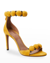 Alaïa Bombe Stud Suede Ankle-wrap High-heel Sandals In Yellow