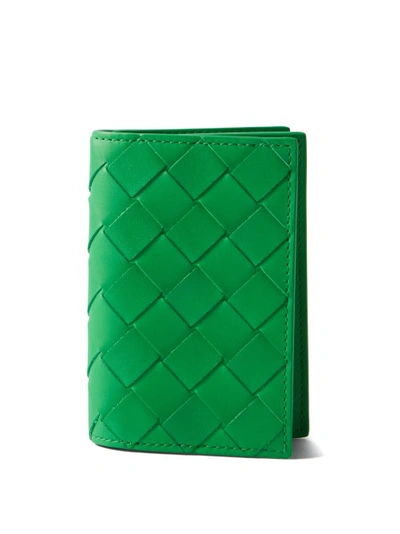Bottega Veneta Intrecciato Leather Bi-fold Cardholder In Green