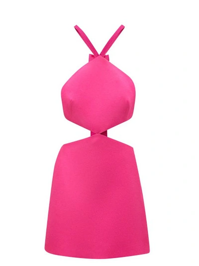 Valentino Cutout Bow-detailed Crepe Mini Dress In Fuchsia