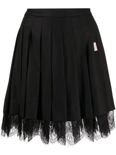 Natasha Zinko Floral-lace Pleated Skirt In Black