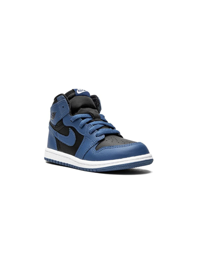 Jordan Babies' 1 Retro High Og Toddler Shoes In Dark Marina Blue,white,black