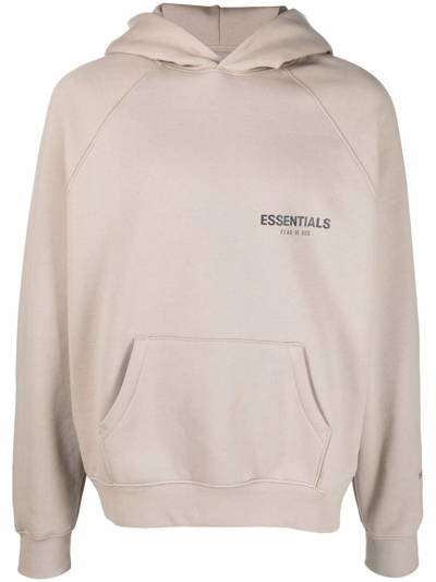 Essentials Logo-print Hoodie In Neutrals