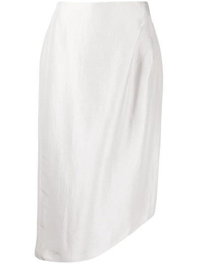 Pre-owned Giorgio Armani 2010 High-waisted Asymmetric Silk Skirt In White