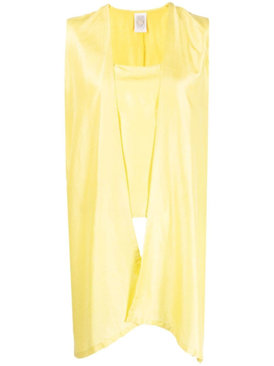 Pre-owned Gianfranco Ferre 2010s Layered Sleeveless Silk Top In Yellow