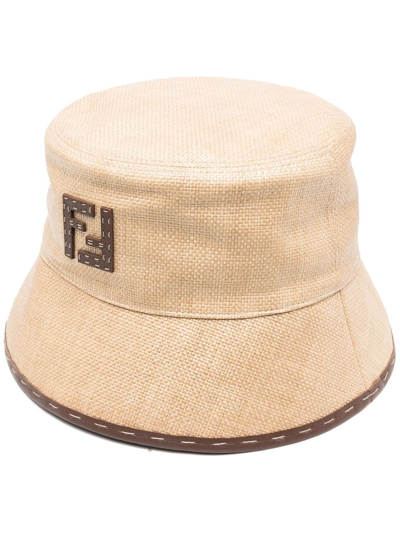 Fendi Ff Motif Bucket Hat In Neutrals