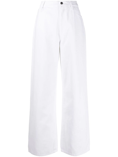 Raf Simons 高腰阔腿牛仔裤 In White