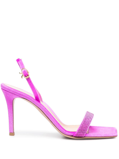 Gianvito Rossi Britney Chenille Stiletto Sandals In Purple